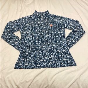 NWOT Rabbit Running Navy and White Mountain-Print Quarter-Zip Pullover Size XS